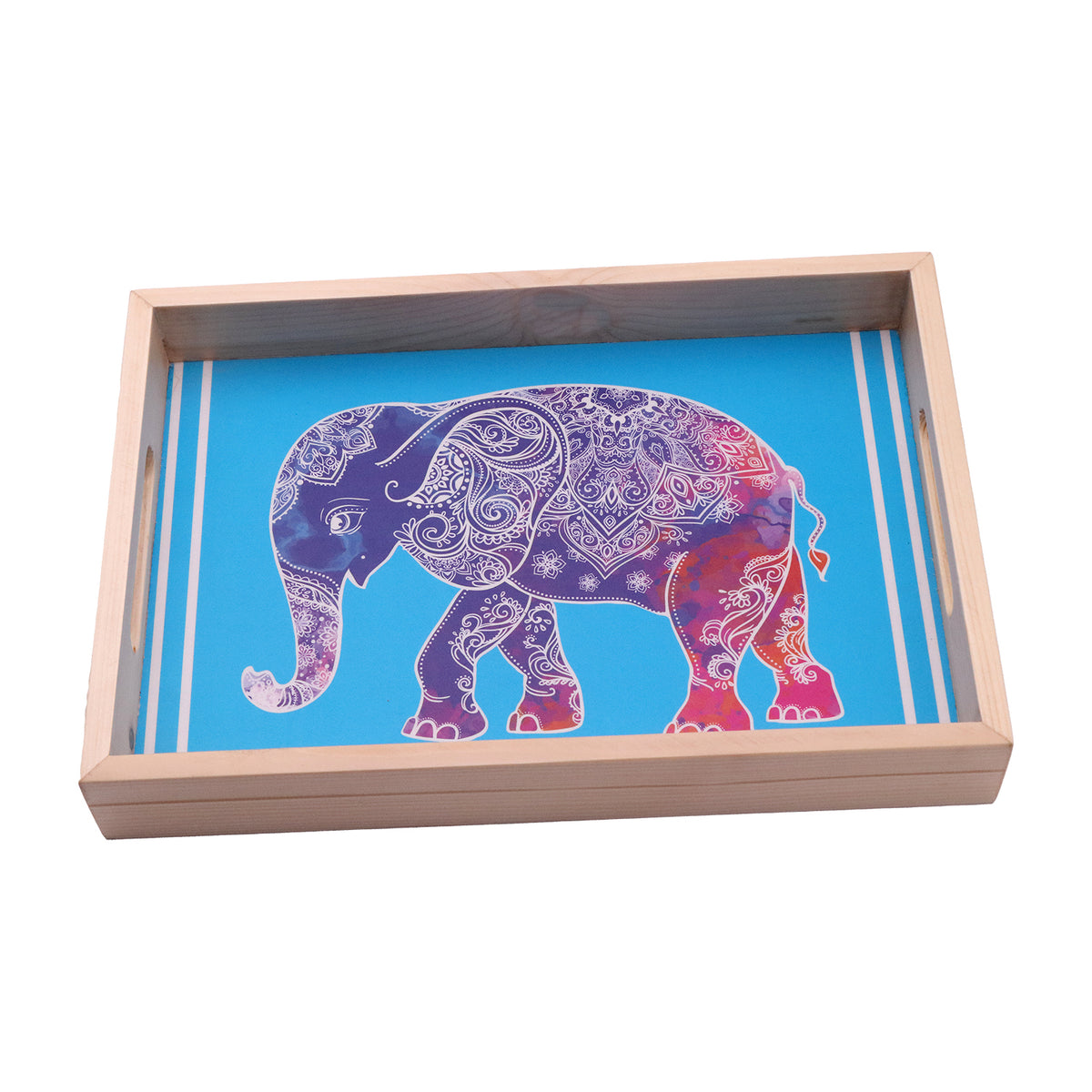 Wood Serving Tray Elephant Art Print Lamination | Tray
