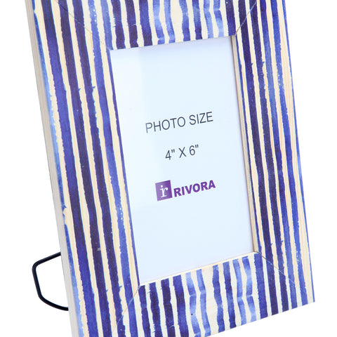 Luxury Photo Frame With Shibori Stripes Art Print | Wood Photo Frame
