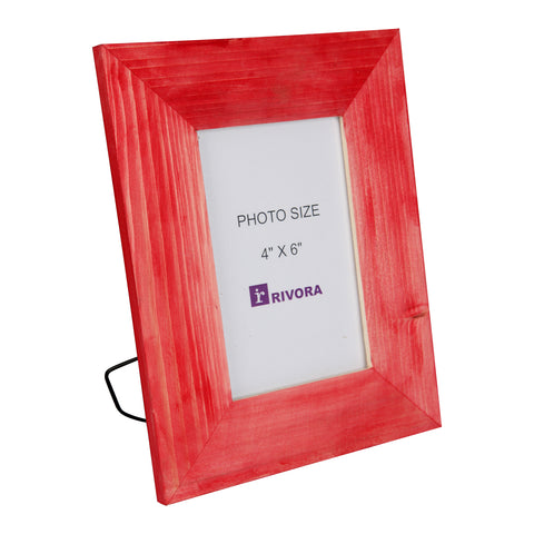 Wood Photo Frame With Hand Painted Transparent Red Colour | Photo Frame