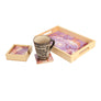 Wood Coaster Geode Print Resin Lamination Set Of 4 With Stand | Tea & Table Coaster