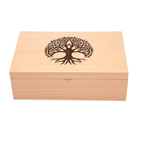 Wood Box Multiutility Carved Tree Of Life Motif On Top | Wood Boxes