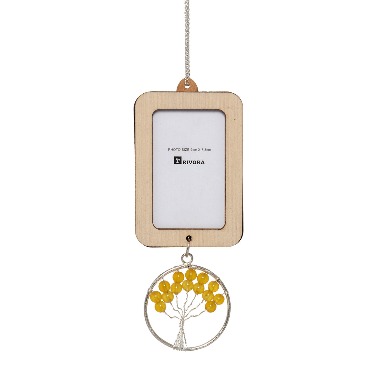 Car Hanging Photoframe, Metal Big Round Ring And Tree Of Life In Agate Stone | Car Hangings
