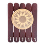 Wood Key Holder With Carved Sun Motif