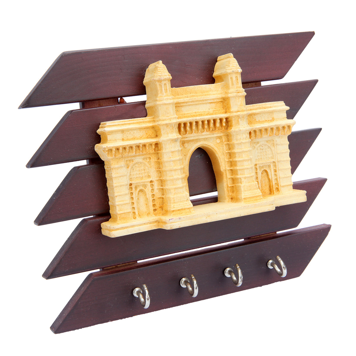 Wood key holder with resin gateway of India sculpture |  Home Decor