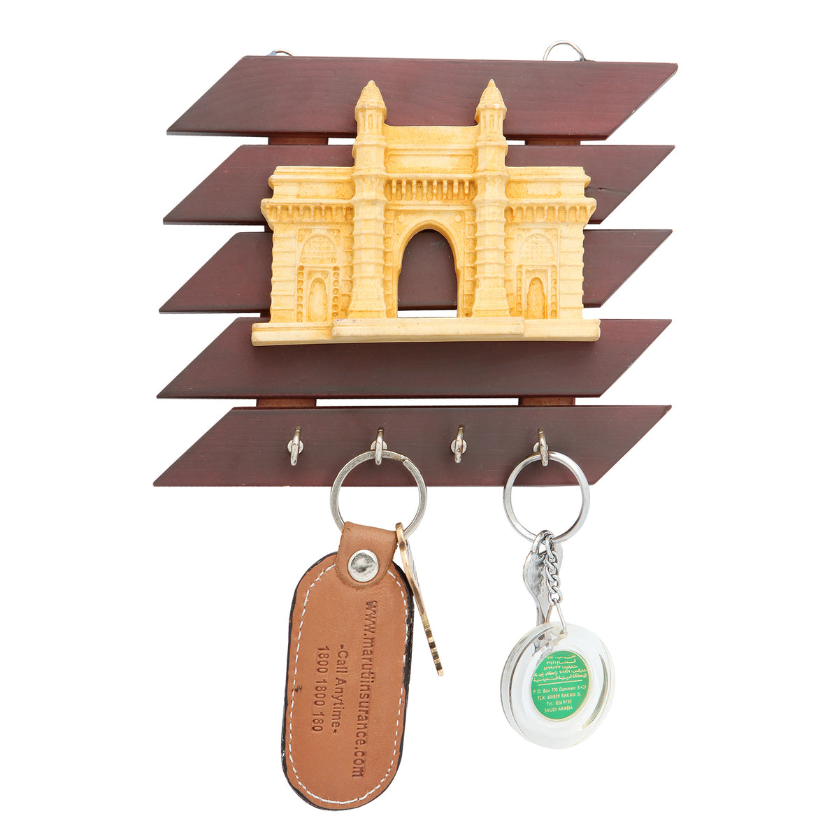 Wood key holder with resin gateway of India sculpture |  Home Decor